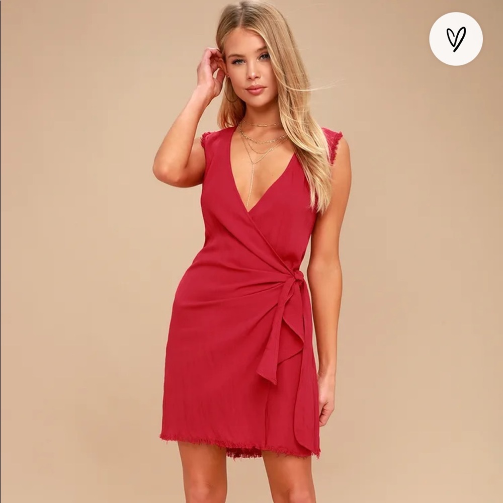 Lulus Meridian Red Sleeveless Wrap Dress